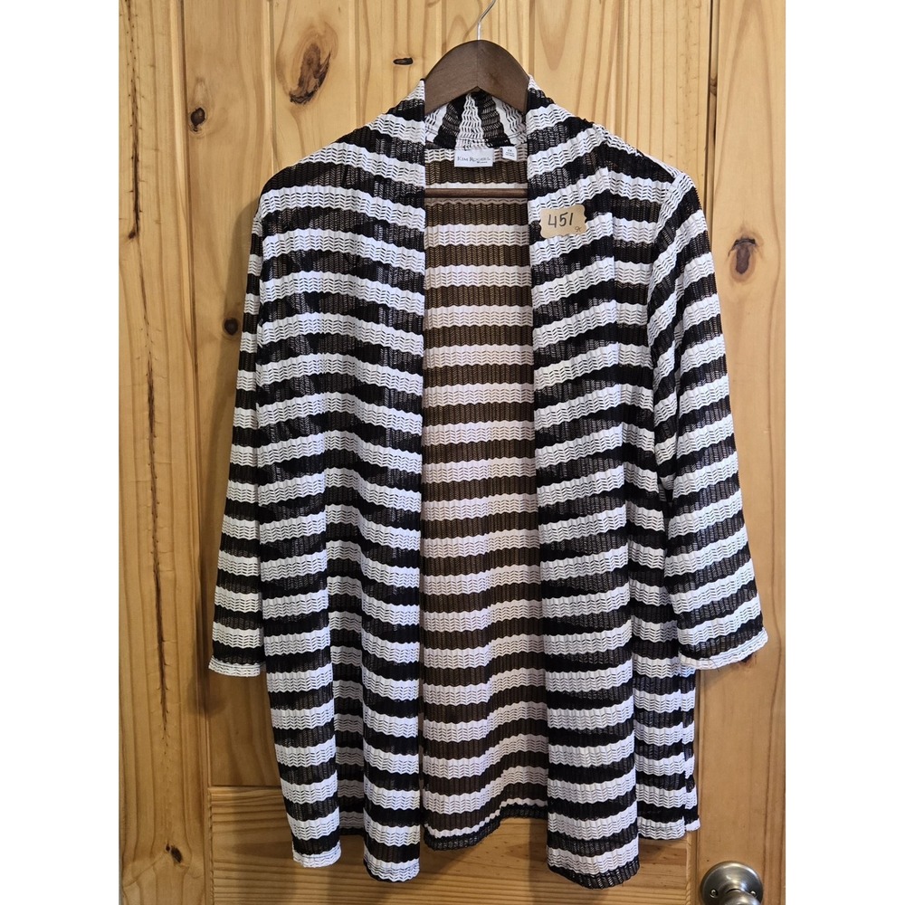 Kim Roger's Womens Cover Up Size 2X Black White Striped‎ Vacation Cruise Beach